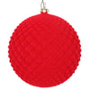 Vickerman Mt197003D 4" Red Flocked Durian Ball Ornament 3 Per Bag