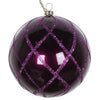 Vickerman Mt198026D 4" Plum Candy Glitter Net Ball Ornament 3 Per Bag