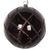 Vickerman Mt198075D 4" Chocolate Candy Glitter Net Ball Ornament 3 Per Bag