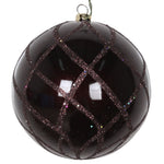 Vickerman Mt198075D 4" Chocolate Candy Glitter Net Ball Ornament 3 Per Bag