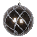 Vickerman Mt198087D 4" Pewter Candy Glitter Net Ball Ornament 3 Per Bag