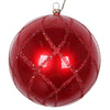 Vickerman Mt198103D 4.75" Red Candy Finish Net Ball Ornament With Glitter Accents 3 Per Bag