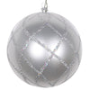 Vickerman Mt198107D 4.75" Silver Candy Finish Net Ball Ornament With Glitter Accents 3 Per Bag