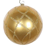 Vickerman Mt198108D 4.75" Gold Candy Finish Net Ball Ornament With Glitter Accents 3 Per Bag