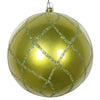 Vickerman Mt198173D 4.75" Lime Candy Finish Net Ball Ornament With Glitter Accents 3 Per Bag
