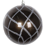 Vickerman Mt198187D 4.75" Pewter Candy Finish Net Ball Ornament With Glitter Accents 3 Per Bag