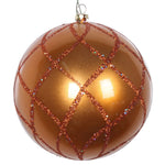 Vickerman Mt198188D 4.75" Copper Candy Finish Net Ball Ornament With Glitter Accents 3 Per Bag
