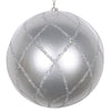 Vickerman Mt198207D 6" Silver Candy Finish Net Ball Ornament With Glitter Accents 2 Per Bag