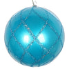 Vickerman Mt198212D 6" Turquoise Candy Finish Net Ball Ornament With Glitter Accents 2 Per Bag