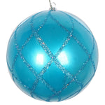 Vickerman Mt198212D 6" Turquoise Candy Finish Net Ball Ornament With Glitter Accents 2 Per Bag