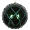 Vickerman Mt198224D 6" Emerald Candy Finish Net Ball Ornament With Glitter Accents 2 Per Bag