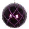 Vickerman Mt198226D 6" Plum Candy Finish Net Ball Ornament With Glitter Accents 2 Per Bag