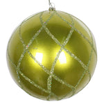 Vickerman Mt198273D 6" Lime Candy Finish Net Ball Ornament With Glitter Accents 2 Per Bag