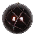 Vickerman Mt198275D 6" Chocolate Candy Finish Net Ball Ornament With Glitter Accents 2 Per Bag