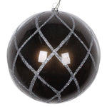 Vickerman Mt198287D 6" Pewter Candy Finish Net Ball Ornament With Glitter Accents 2 Per Bag