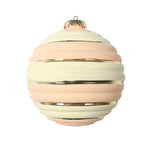 Vickerman Mt202305 4" Peach Horizontal Stripe Pastel Ball Ornament 4 Per Bag