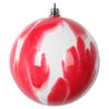 Vickerman Mt203609 4" Red And White Marble Ball Ornament 4 Per Bag