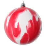 Vickerman Mt203609 4" Red And White Marble Ball Ornament 4 Per Bag