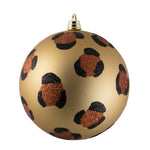 Vickerman Mt204012 4.75" Matte Copper Gold With Black Glitter Leopard Ball Christmas Ornament 4 Pieces Per Bag