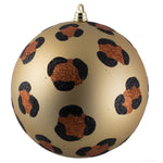 Vickerman Mt204015 6" Matte Copper Gold With Black Glitter Leopard Ball Christmas Ornament 4 Pieces Per Bag