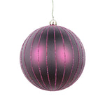 Vickerman Mt211526D 4" Plum Matte Glitter Ball Christmas Ornament 4 Pieces Per Bag