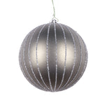 Vickerman Mt211587D 4" Pewter Matte Glitter Ball Christmas Ornament 4 Pieces Per Bag