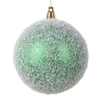 Vickerman Mt220104 4" Green Matte Snow Covered Ornament 4 Per Bag.