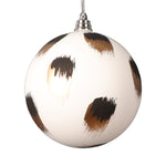 Vickerman Mt220711 4" Matte White Ball Ornament With Gold And Black Brush Strokes 4 Per Bag.