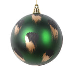 Vickerman Mt220724 4" Matte Emerald Ball Ornament With Gold And Black Brush Strokes 4 Per Bag.