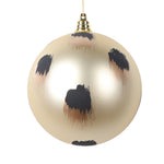 Vickerman Mt220738 4" Matte Champagne Ball Ornament With Gold And Black Brush Strokes 4 Per Bag.