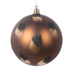 Vickerman Mt220776 4" Matte Mocha Ball Ornament With Gold And Black Brush Strokes 4 Per Bag.