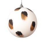 Vickerman Mt220911 4.75" Matte White Ball Ornament With Gold And Black Brush Strokes 4 Per Bag.