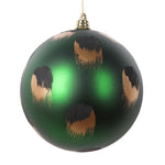 Vickerman Mt220924 4.75" Matte Emerald Ball Ornament With Gold And Black Brush Strokes 4 Per Bag.