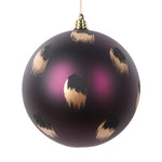 Vickerman Mt220926 4.75" Matte Plum Ball Ornament With Gold And Black Brush Strokes 4 Per Bag.