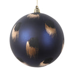 Vickerman Mt220931 4.75" Matte Midnight Blue Ball Ornament With Gold And Black Brush Strokes 4 Per Bag.