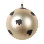 Vickerman Mt220938 4.75" Matte Champagne Ball Ornament With Gold And Black Brush Strokes 4 Per Bag.