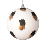 Vickerman Mt221111 6" Matte White Ball Ornament With Gold And Black Brush Strokes 2 Per Bag.