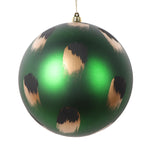 Vickerman Mt221124 6" Matte Emerald Ball Ornament With Gold And Black Brush Strokes 2 Per Bag.