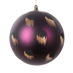 Vickerman Mt221126 6" Matte Plum Ball Ornament With Gold And Black Brush Strokes 2 Per Bag.