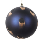 Vickerman Mt221131 6" Matte Midnight Blue Ball Ornament With Gold And Black Brush Strokes 2 Per Bag.