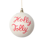 Vickerman Mt2212115 4" Holly Jolly White Ball Ornament 3 Per Bag.