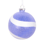 Vickerman Mt228566 4" Purple And White Swirl Sugar Glitter Ball Ornament 4 Per Bag.