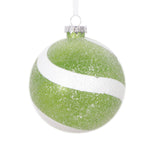 Vickerman Mt228573 4" Green And White Swirl Sugar Glitter Ball Ornament 4 Per Bag.