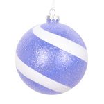 Vickerman Mt228766 4.75" Purple And White Swirl Sugar Glitter Ball Ornament 3 Per Bag.