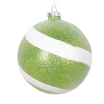 Vickerman Mt228773 4.75" Green And White Swirl Sugar Glitter Ball Ornament 3 Per Bag.