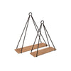 Benzara Metal Frame Triangular Wall Shelf with Ring Holder, Set of 2, Brown