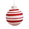 Vickerman N100712 3" White And Red Glitter Stripe Ball Ornament 4 Per Box