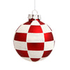 Vickerman N100713 3" Red And White Check Ball Ornament 4 Per Box
