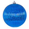 Vickerman N162502 8" Blue Shiny Lined Mercury Ball Ornament.