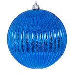 Vickerman N162402 6" Blue Shiny Lined Mercury Ball Ornament 4 Per Bag.
